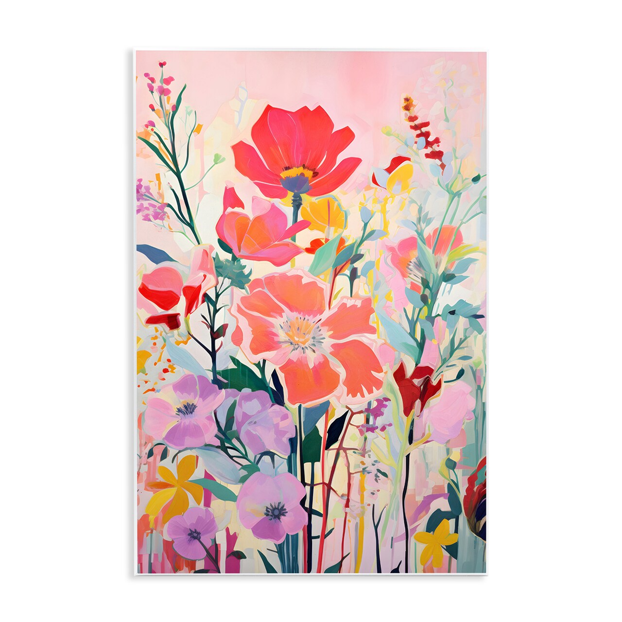 Stupell Industries Abstract Flowers on Pink Wall Plaque Art Design by LSR Design Studio